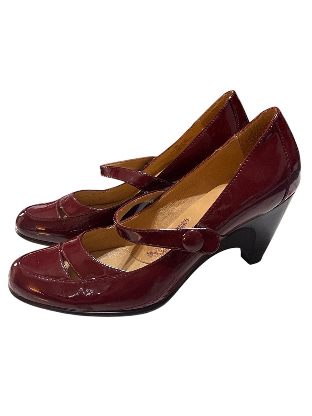 Sofft Fiorenza Mary Jane Size 9.5 M Chianti Patent Leather Pump Heels Burgundy